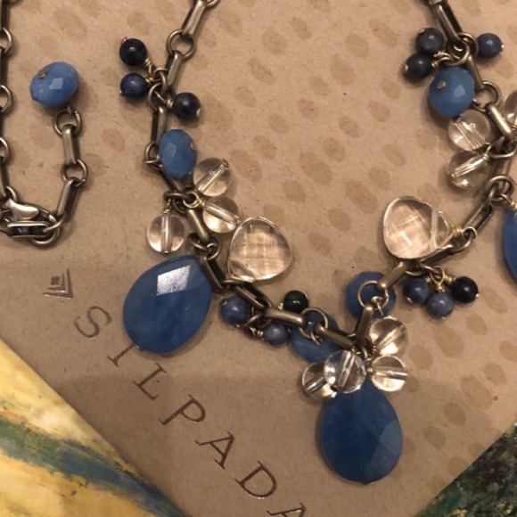 Vintage Silpada Sterling Silver Blue Quartz Sodalite and Crystal Necklace N1242 - Picture 4 of 10
